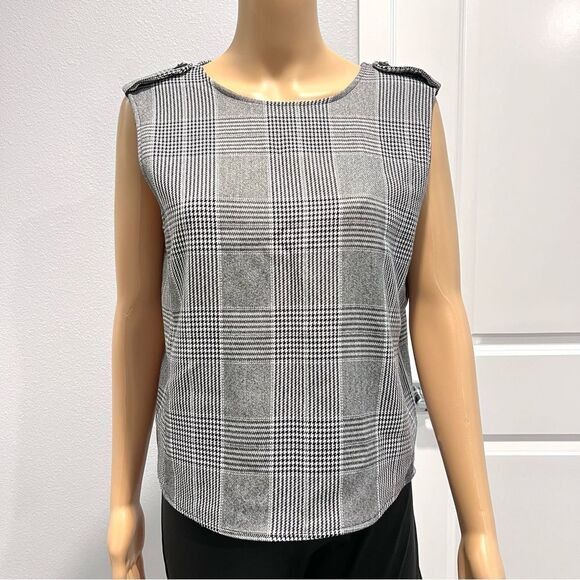 Zara Women’s Sleeveless Tweed Plaid Top Blouse Size Large - Picture 7 of 7